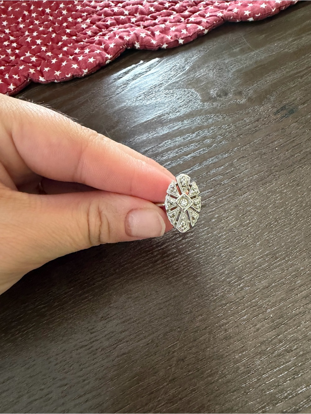 Avon Silver-Tone Crystal Art Deco Ring